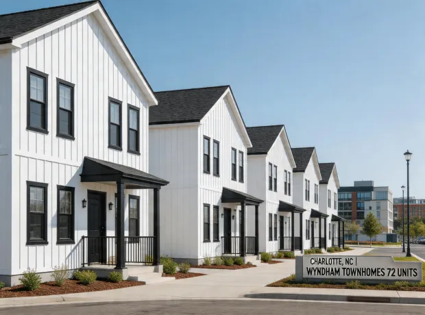 Midtown Crossing townhome development, Charlotte NC — GP board and batten siding