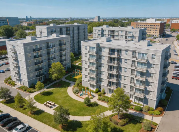 Multifamily housing with Georgia-Pacific siding
